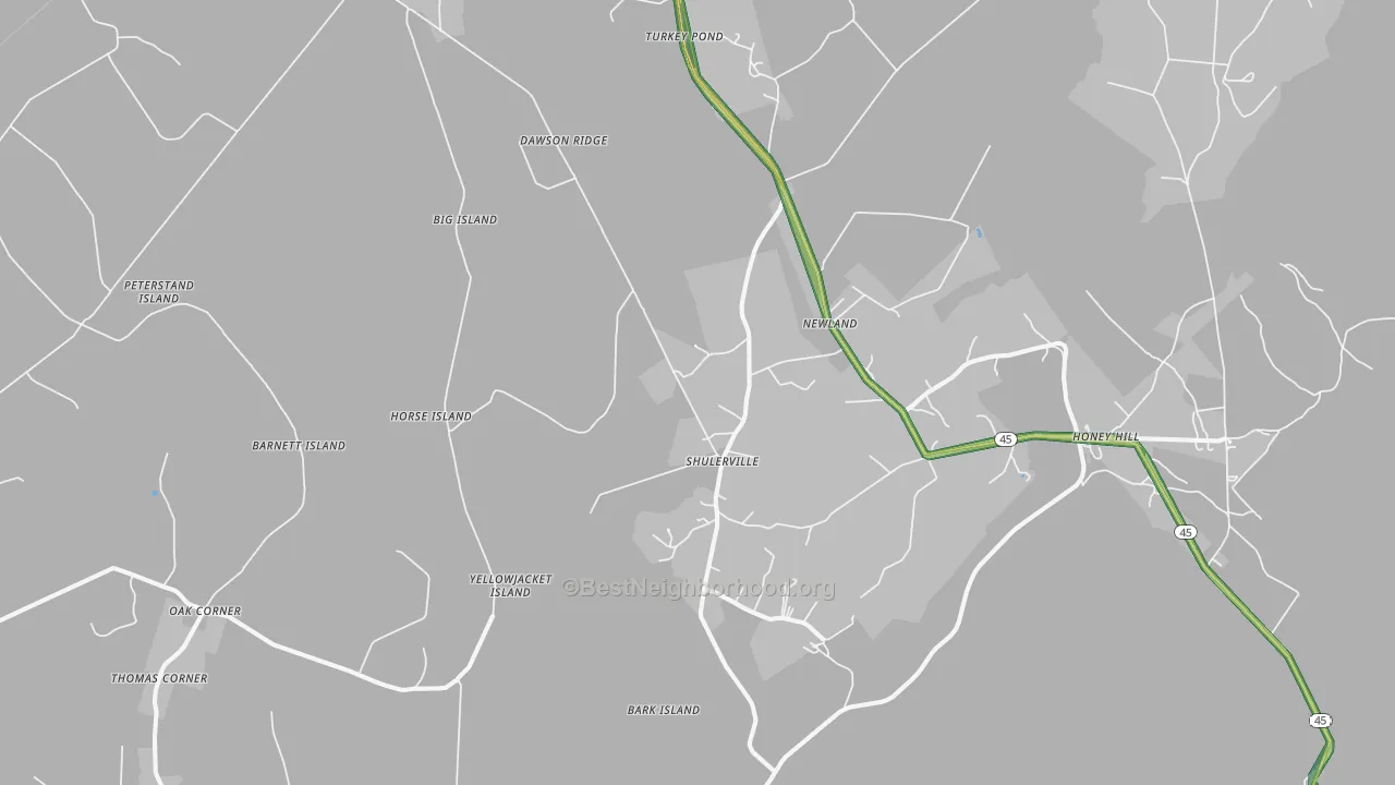 Shulerville, SC Map of Noise Levels in Shulerville