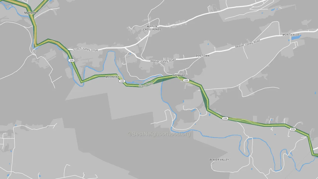 Shumans, PA Map of Noise Levels in Shumans