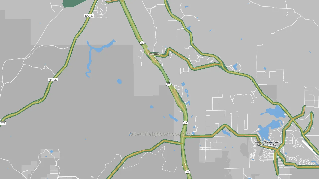 Shumway, AZ Map of Noise Levels in Shumway