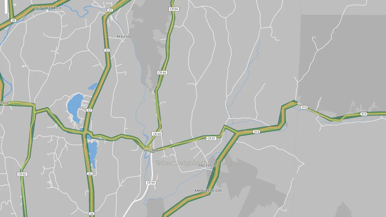 Shushan, NY Map of Noise Levels in Shushan