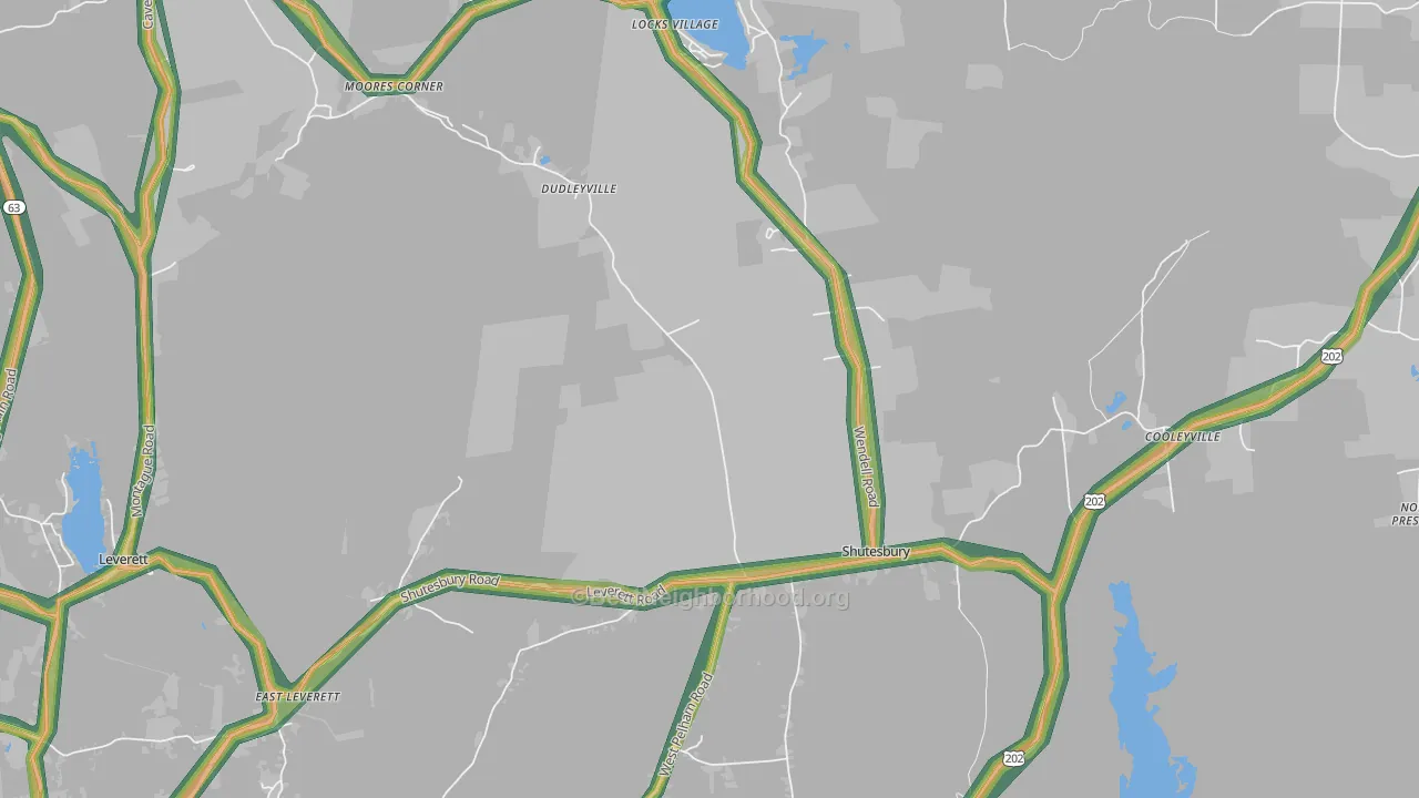 Shutesbury, MA Map of Noise Levels in Shutesbury