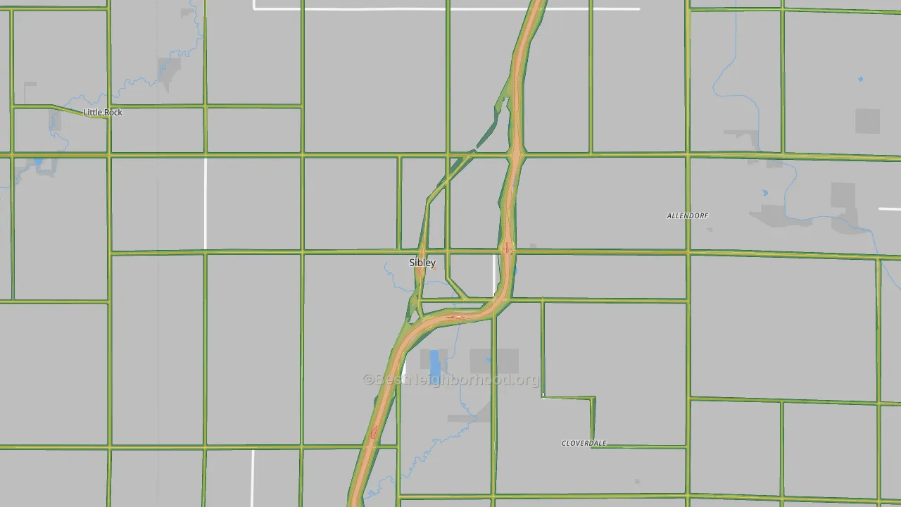 Sibley, IA Map of Noise Levels in Sibley