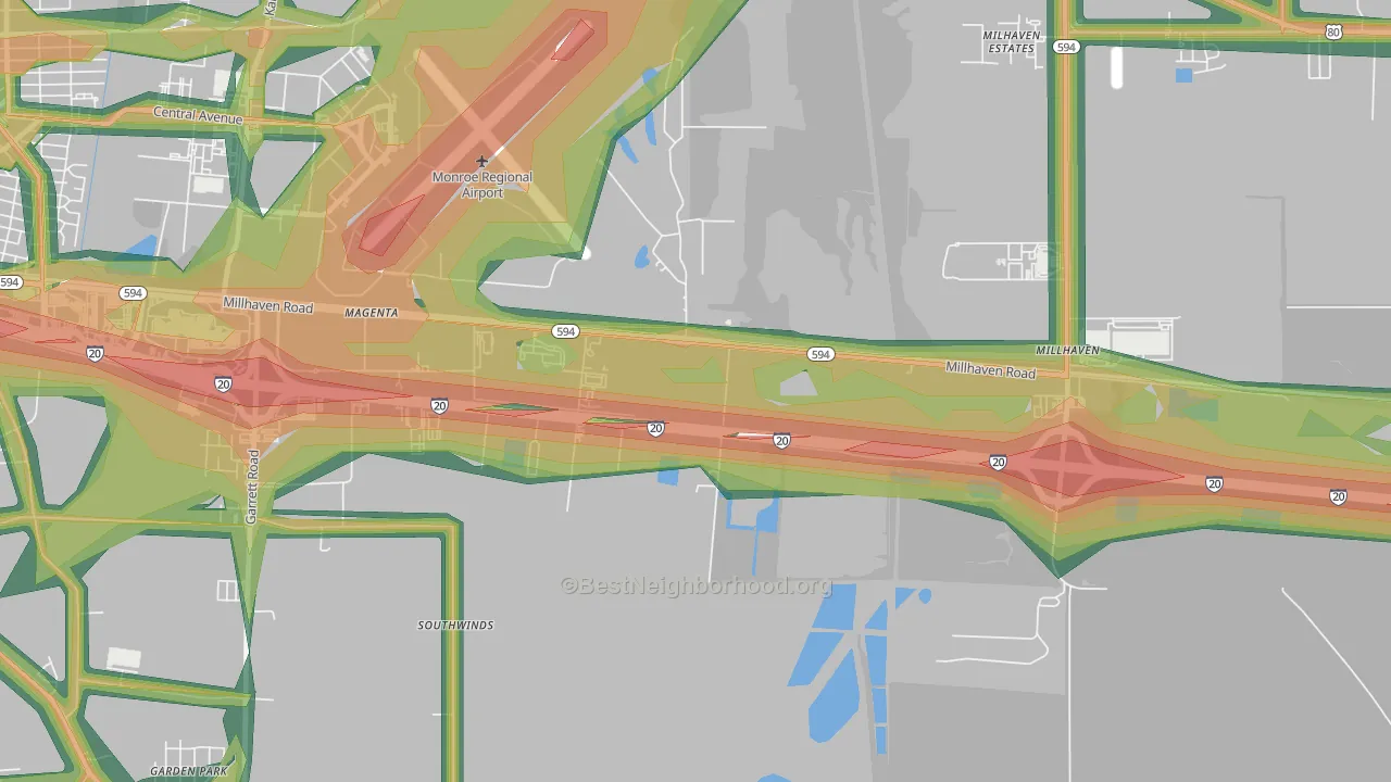 Sicard, LA Map of Noise Levels in Sicard