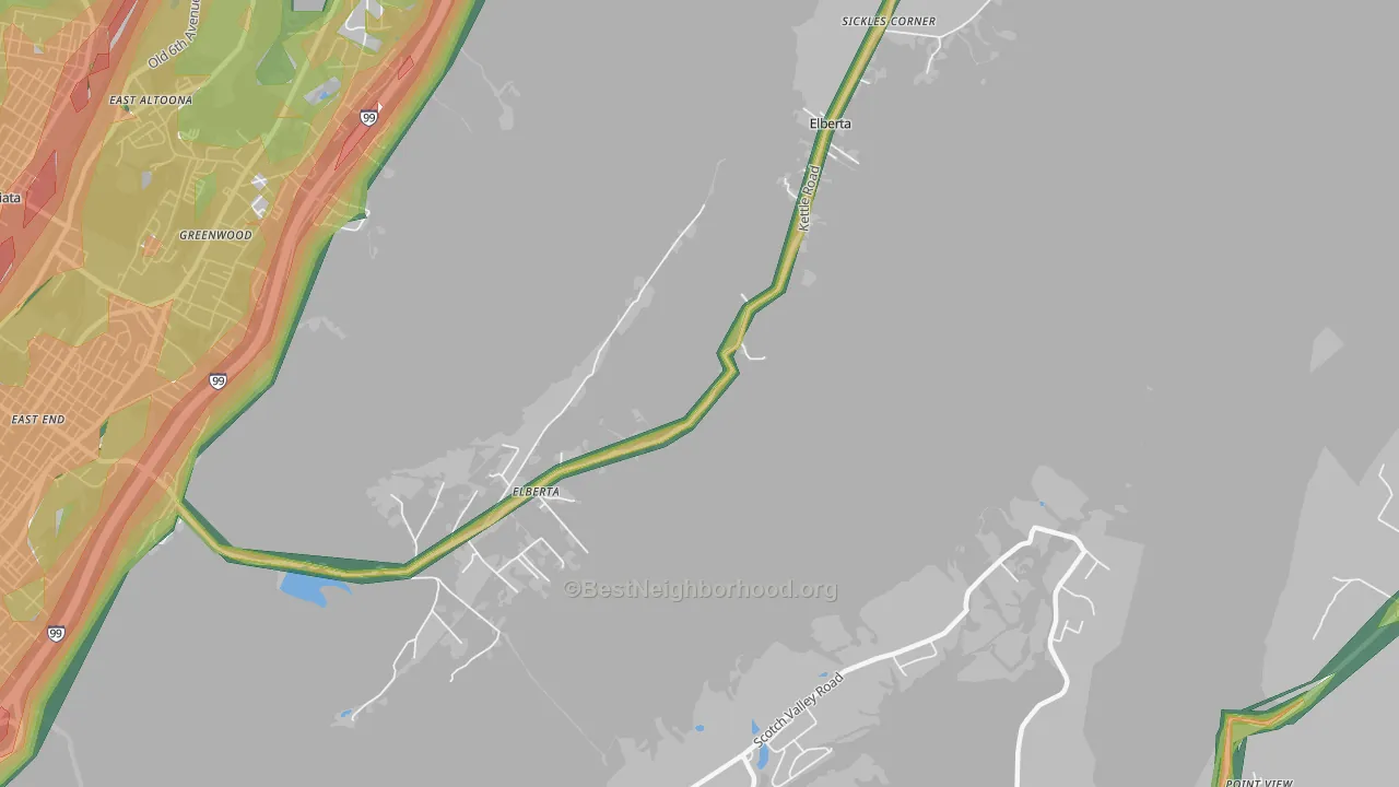 Sickles Corner, PA Map of Noise Levels in Sickles Corner
