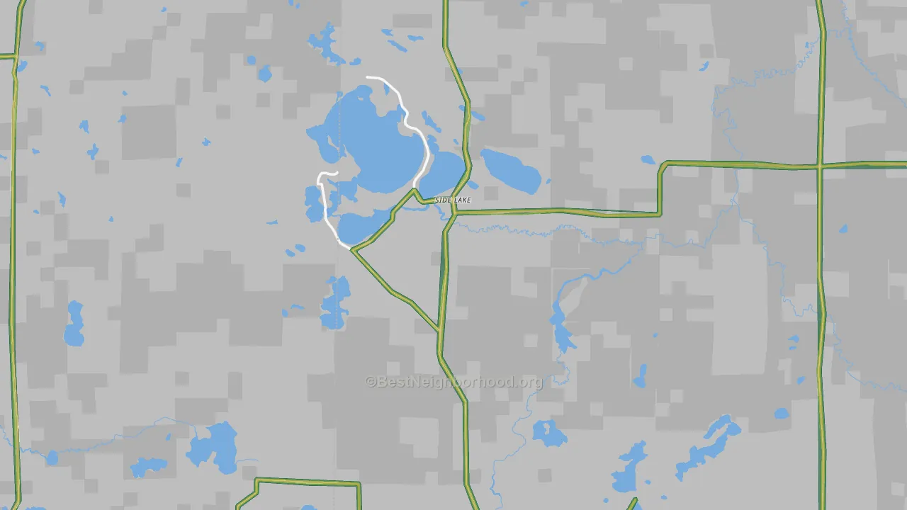 Side Lake, MN Map of Noise Levels in Side Lake