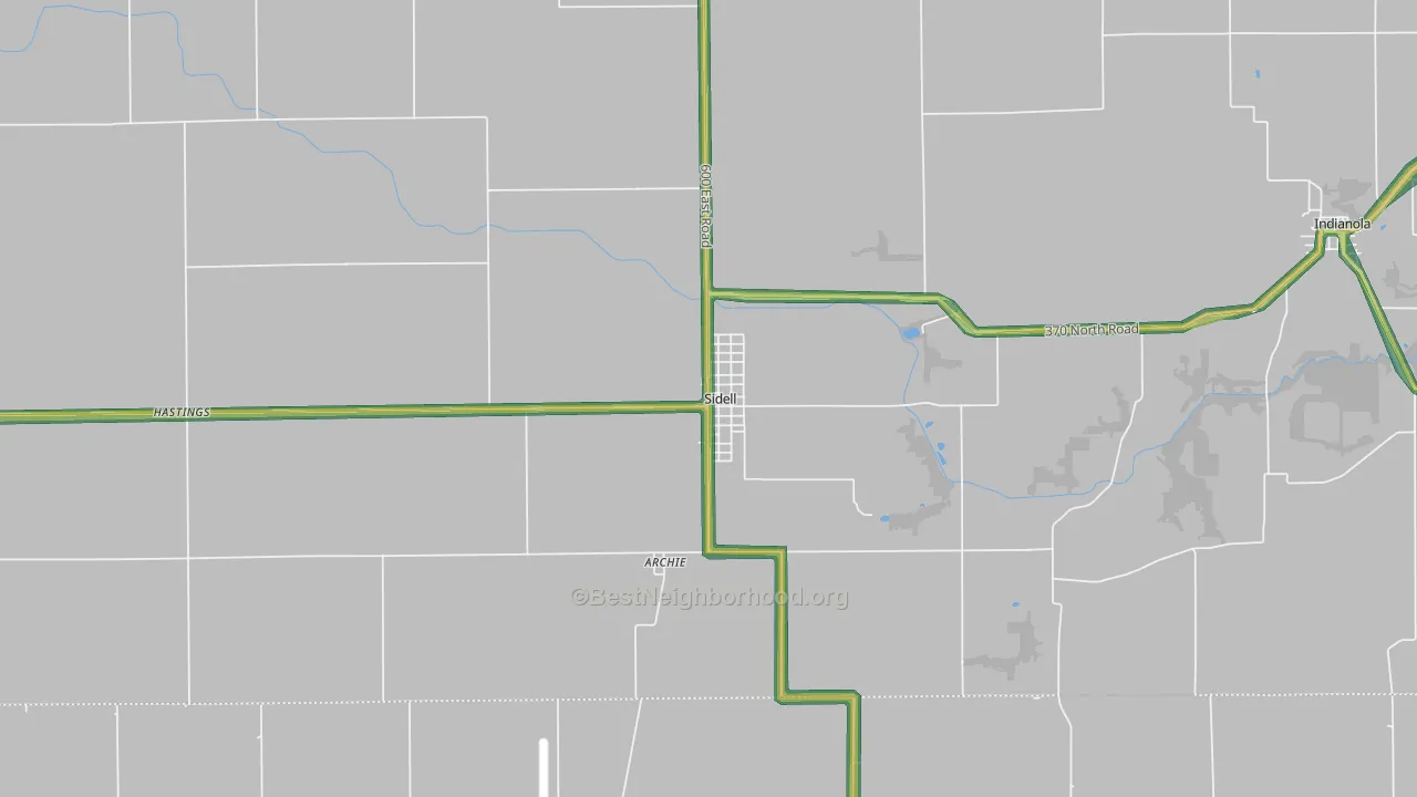 Sidell, IL Map of Noise Levels in Sidell