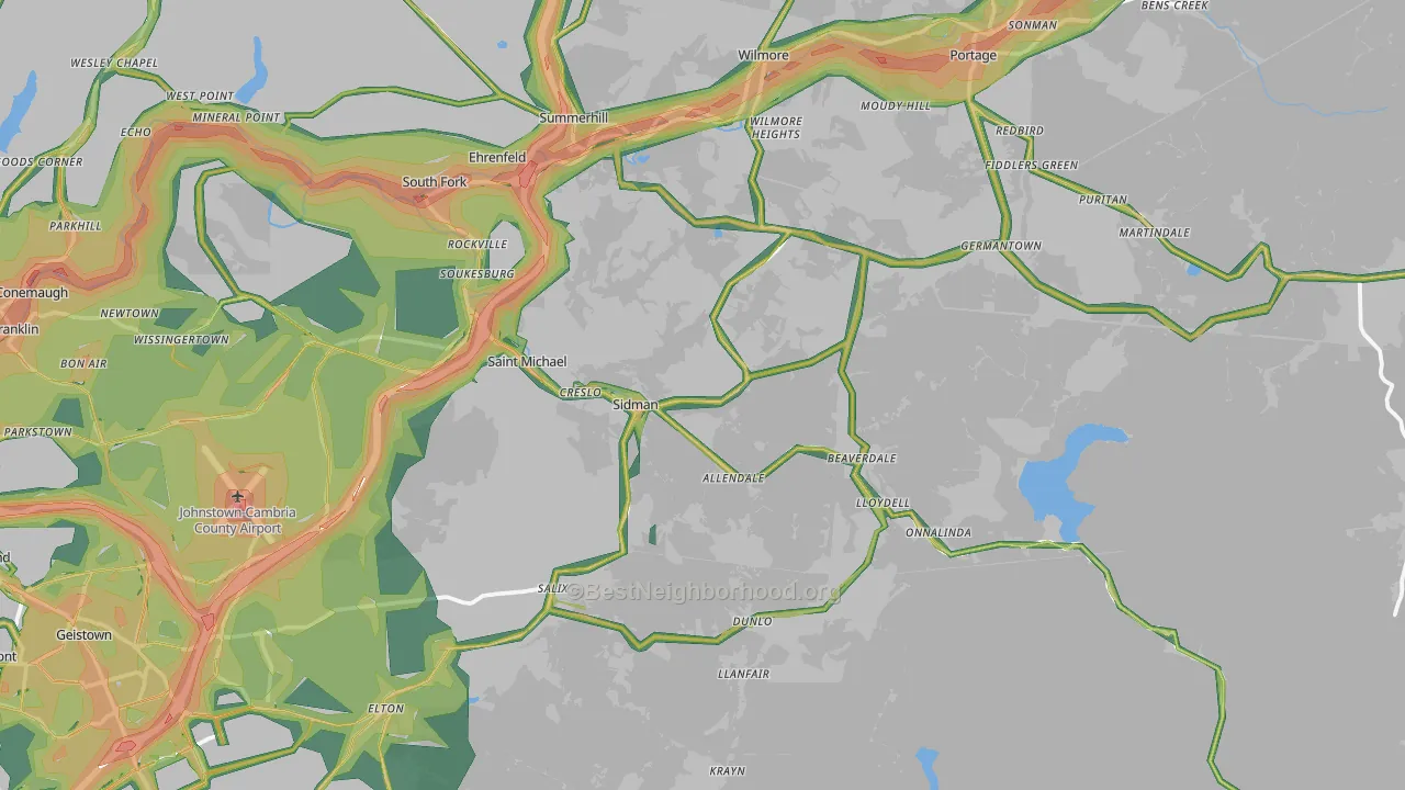 Sidman, PA Map of Noise Levels in Sidman