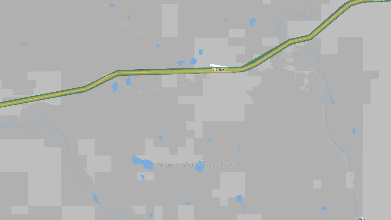 Sidnaw, MI Map of Noise Levels in Sidnaw