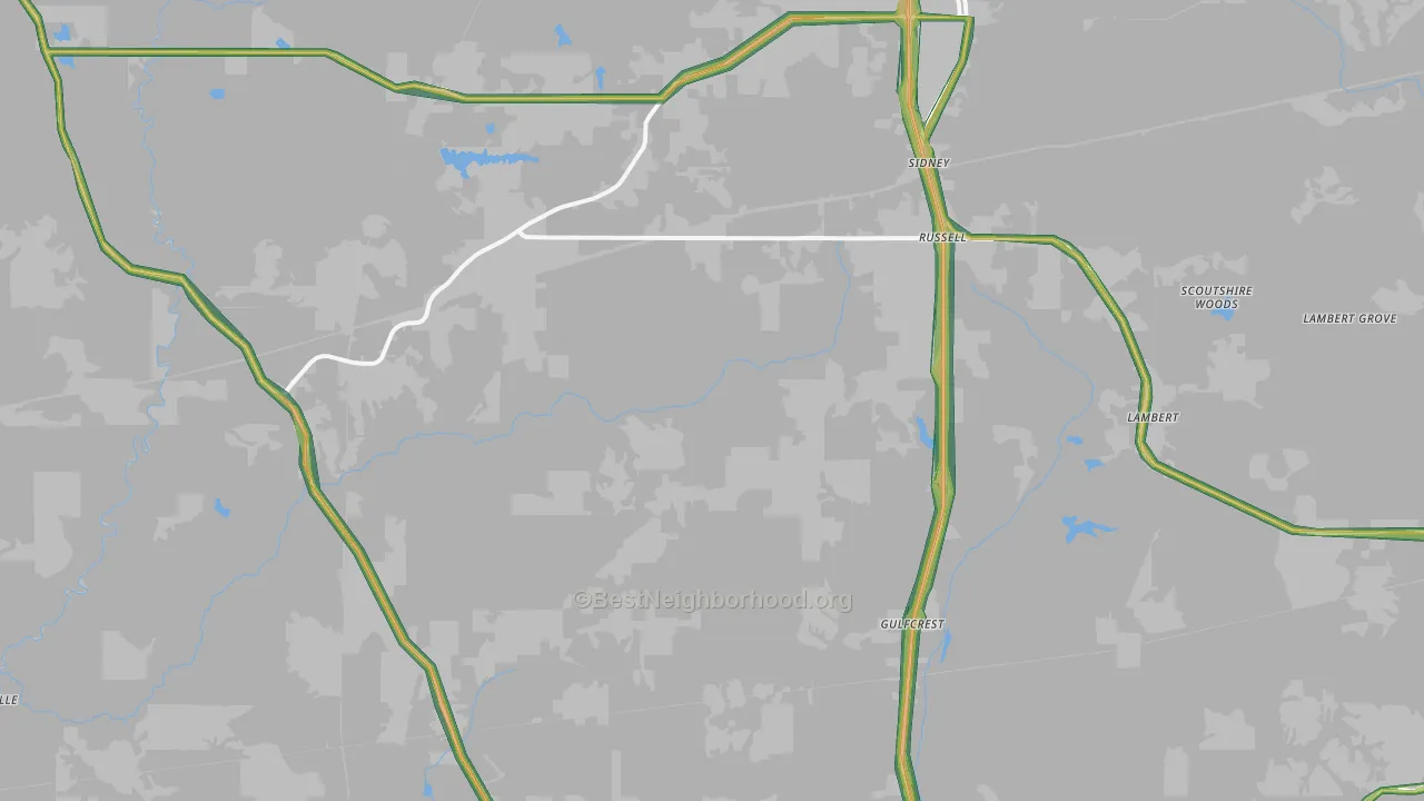 Sidney, AL Map of Noise Levels in Sidney