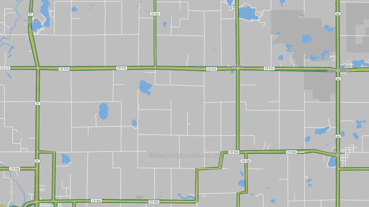 Sidney, MI Map of Noise Levels in Sidney