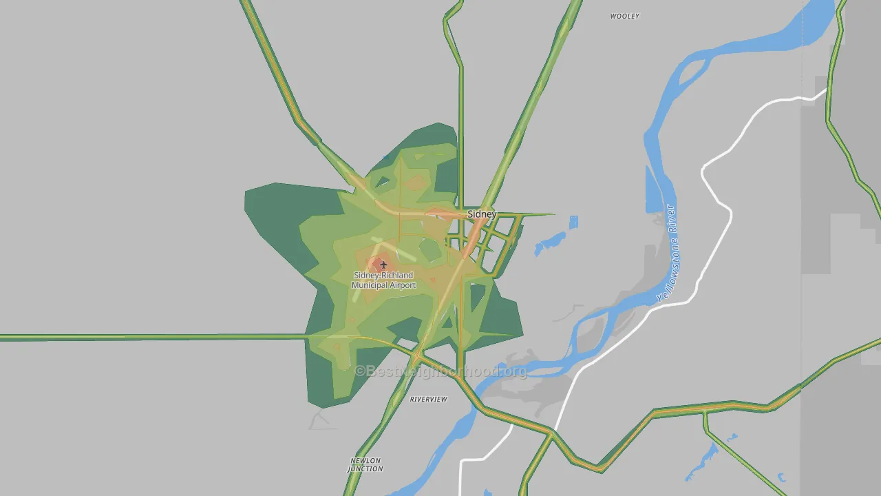 Sidney, MT Map of Noise Levels in Sidney
