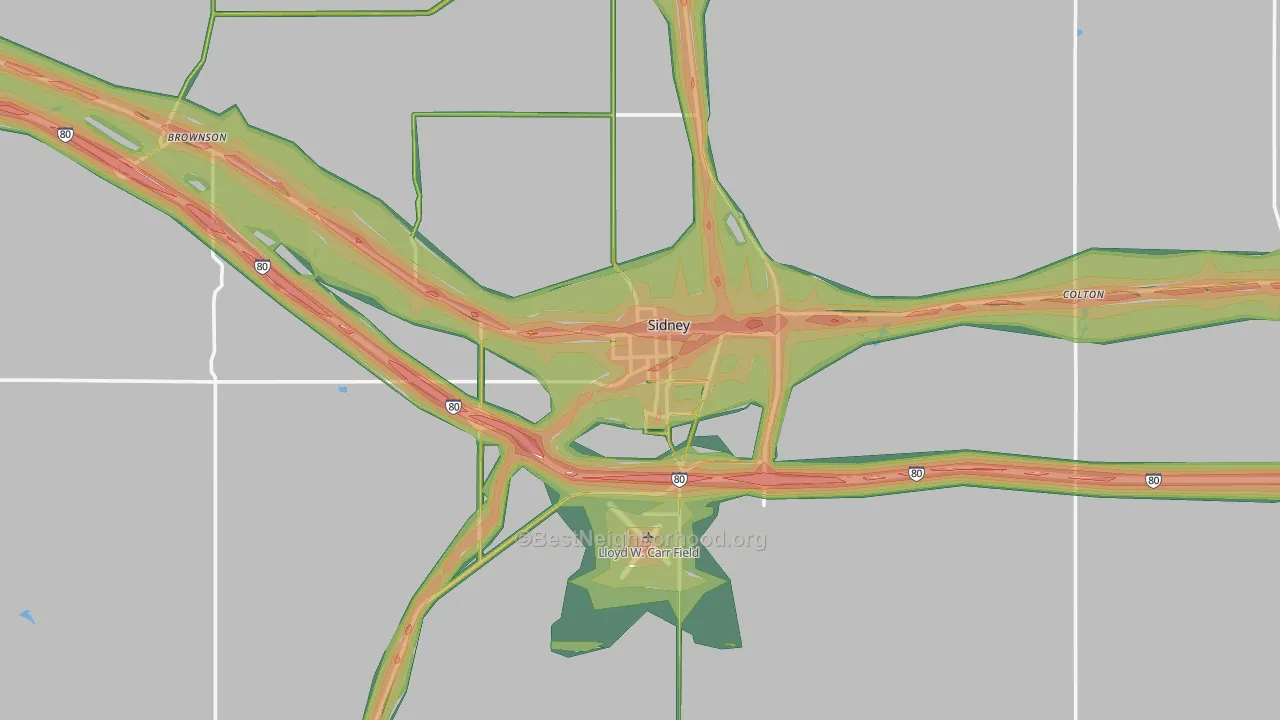 Sidney, NE Map of Noise Levels in Sidney