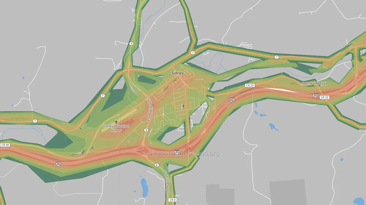Sidney, NY Map of Noise Levels in Sidney