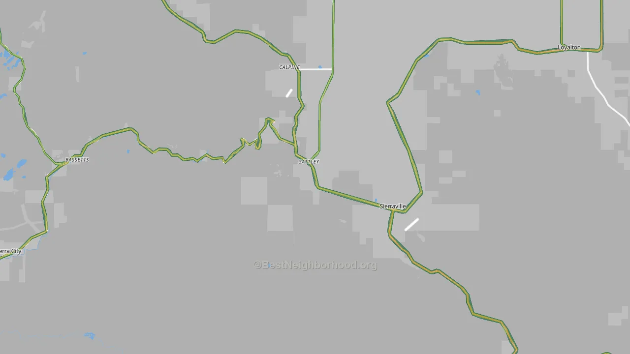 Sierra County, CA Map of Noise Levels in Sierra County