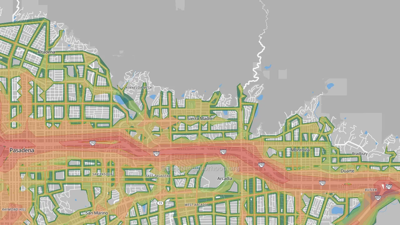 Sierra Madre, CA Map of Noise Levels in Sierra Madre