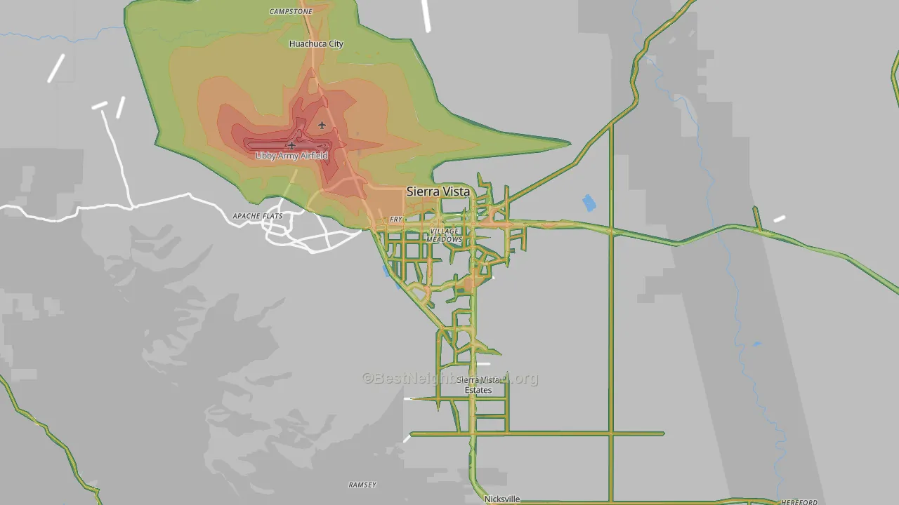 Sierra Vista, AZ Map of Noise Levels in Sierra Vista