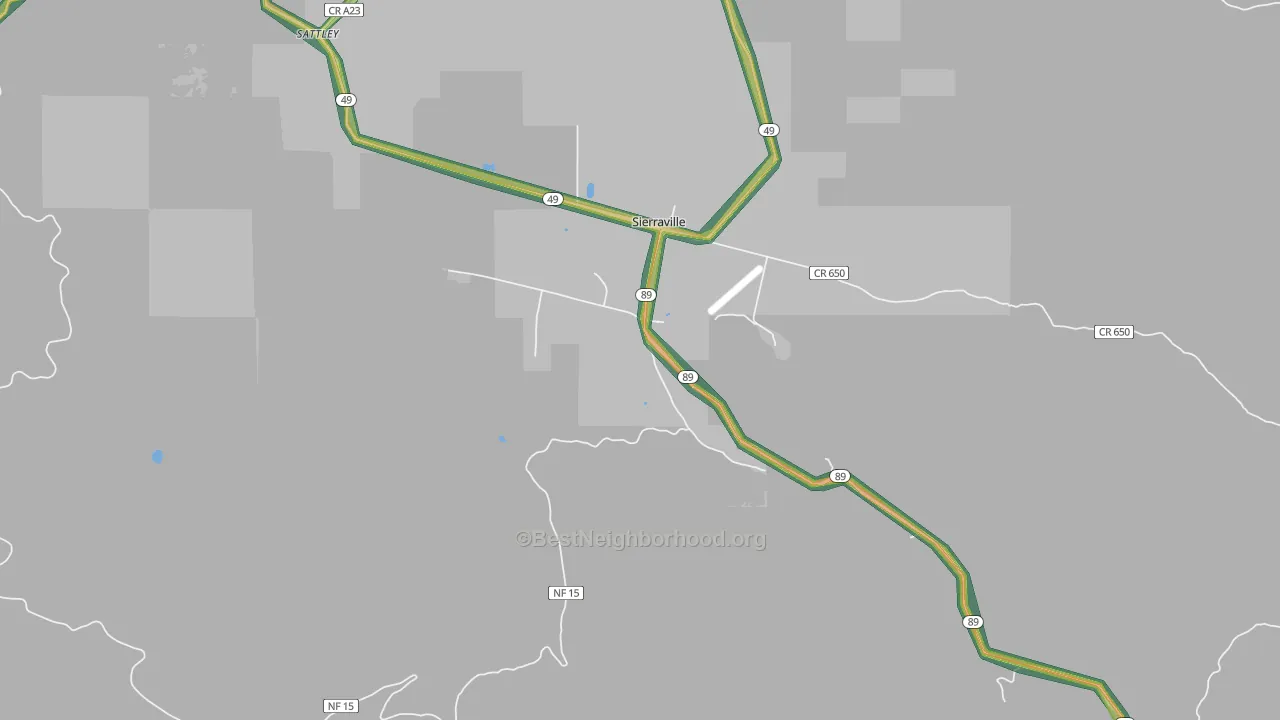 Sierraville, CA Map of Noise Levels in Sierraville