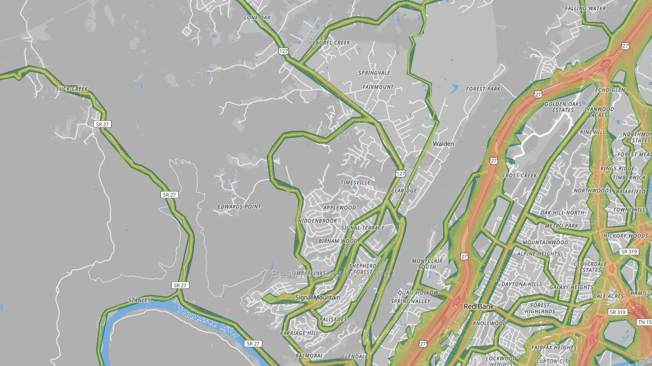 Signal Mountain, TN Map of Noise Levels in Signal Mountain