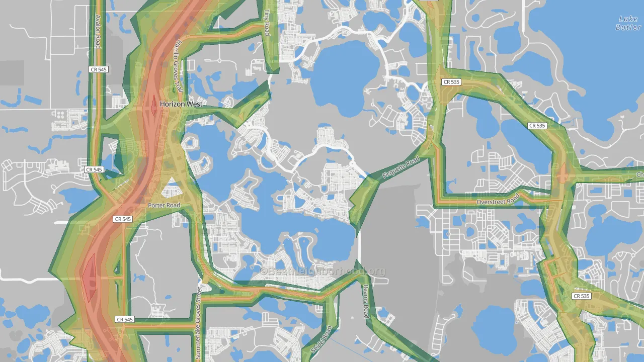 Signature Lakes, Horizon West, FL Map of Noise Levels in Signature Lakes