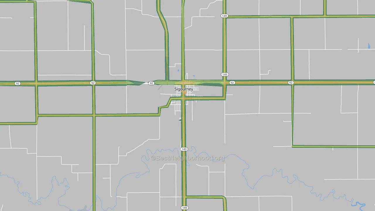 Sigourney, IA Map of Noise Levels in Sigourney