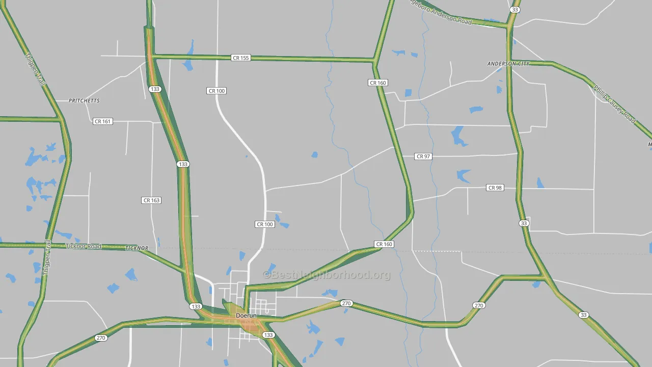 Sigsbee, GA Map of Noise Levels in Sigsbee