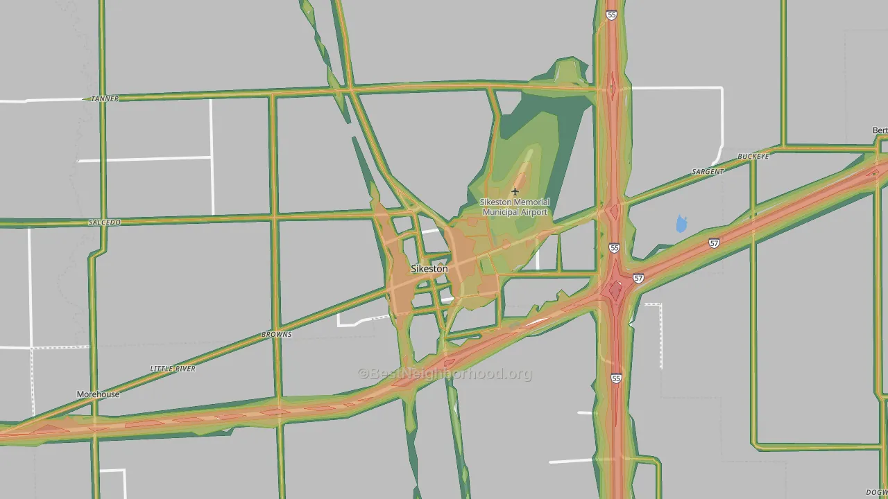 Sikeston, MO Map of Noise Levels in Sikeston
