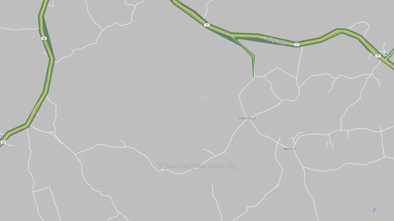 Sikesville, AL Map of Noise Levels in Sikesville
