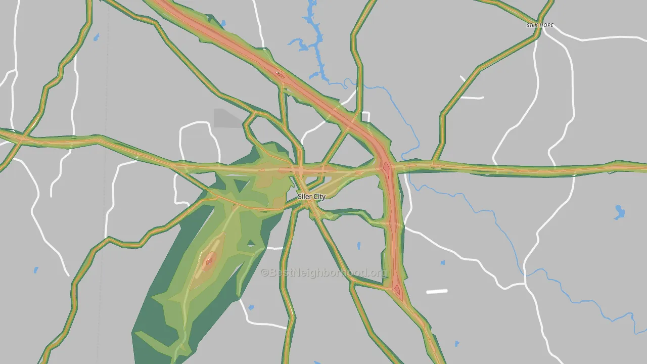 Siler City, NC Map of Noise Levels in Siler City