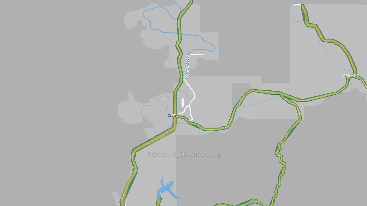 Siletz, OR Map of Noise Levels in Siletz