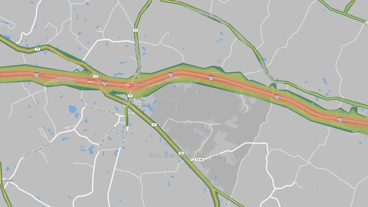 Siloam, GA Map of Noise Levels in Siloam