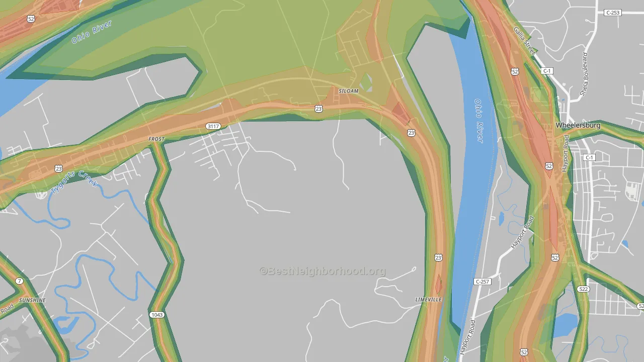 Siloam, KY Map of Noise Levels in Siloam