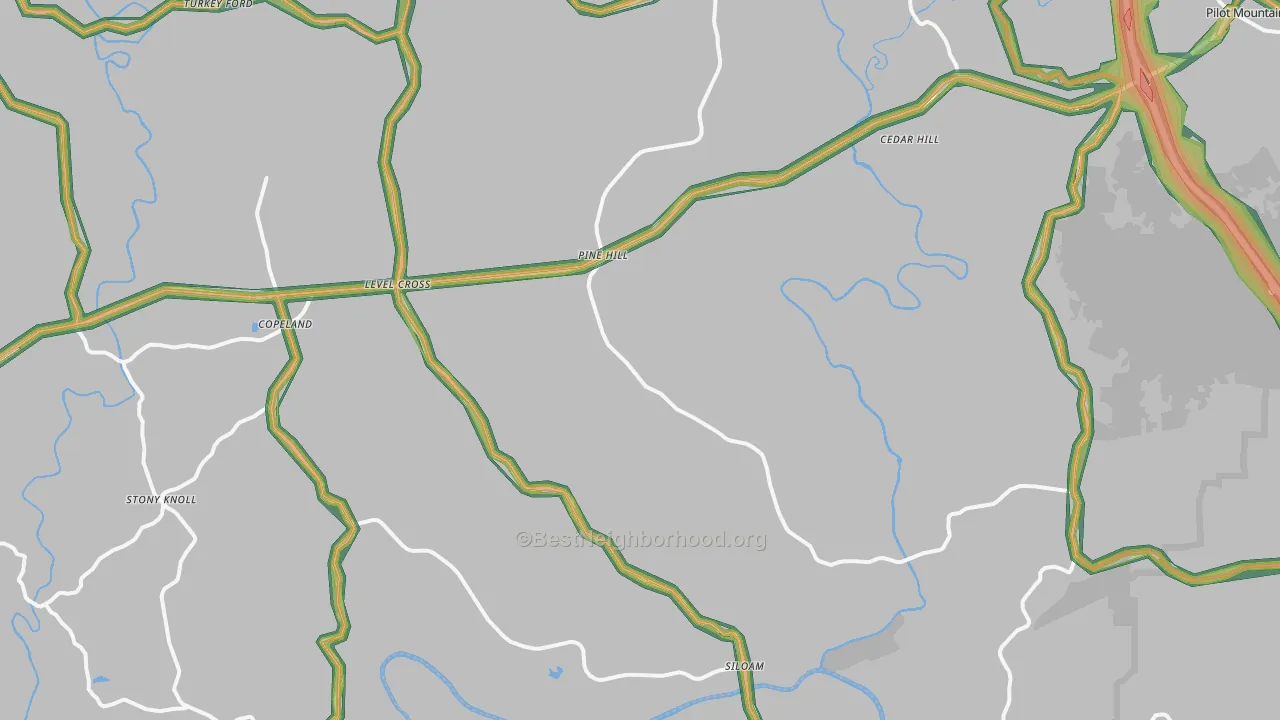Siloam, NC Map of Noise Levels in Siloam
