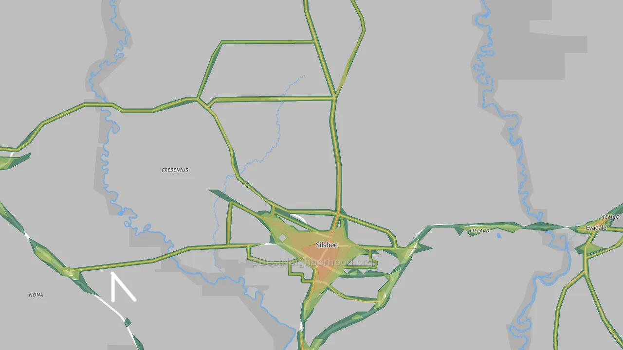 Silsbee, TX Map of Noise Levels in Silsbee