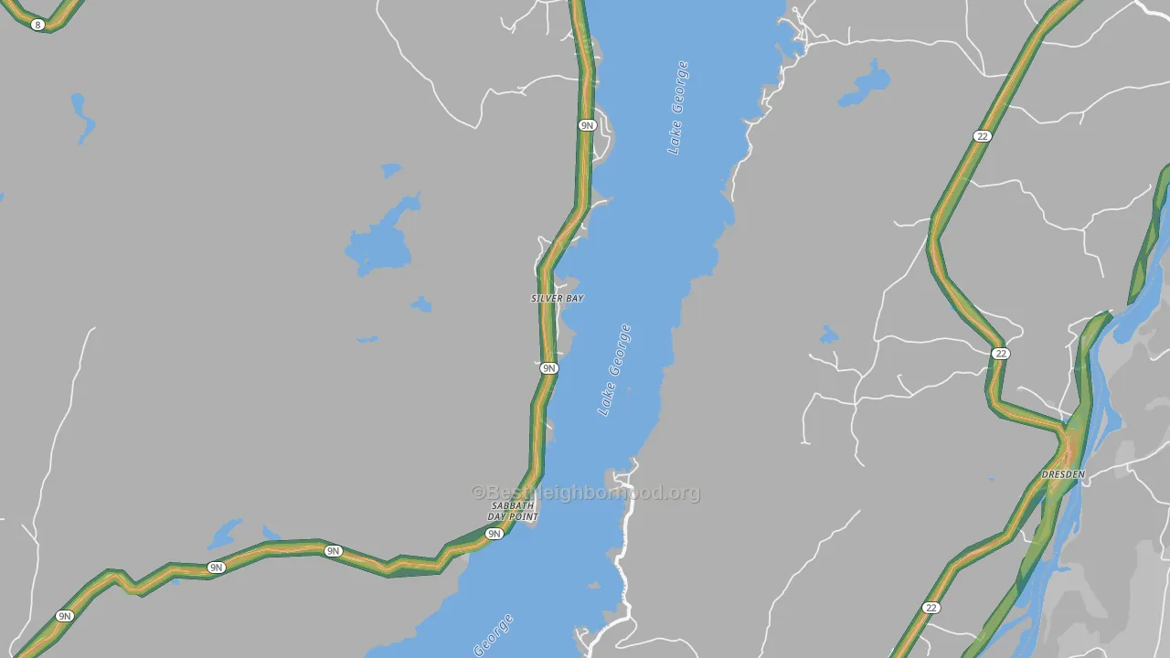 Silver Bay, NY Map of Noise Levels in Silver Bay