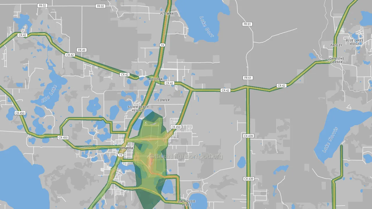 Silver Beach Heights, FL Map of Noise Levels in Silver Beach Heights