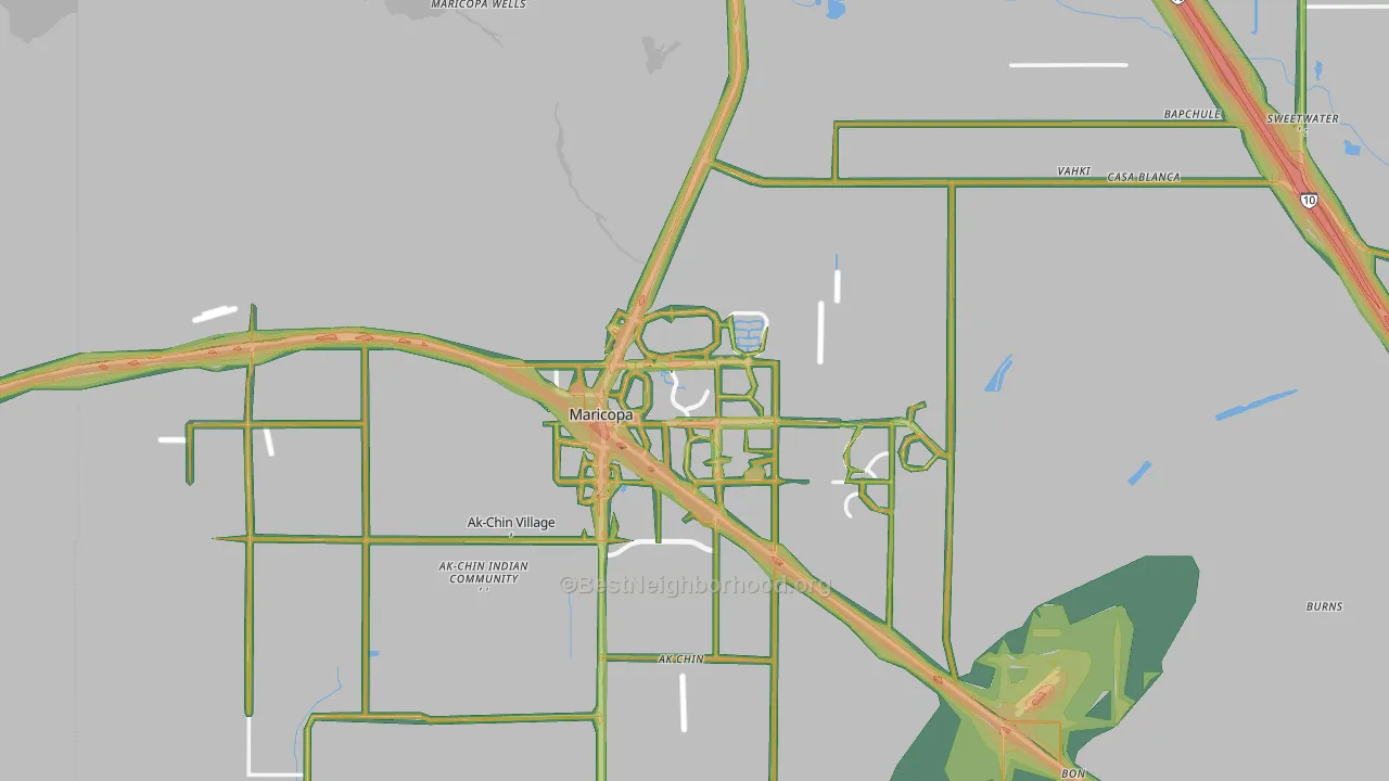 Silver Bell, AZ Map of Noise Levels in Silver Bell