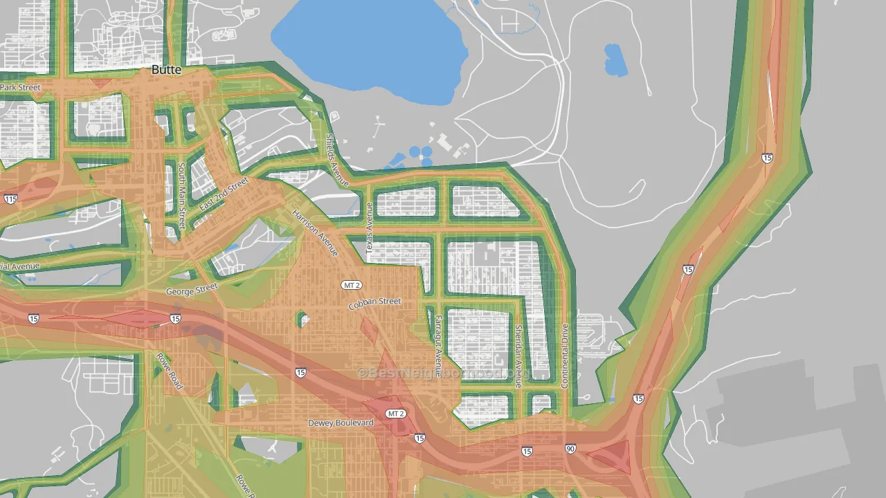 Silver Bow Park, Butte, MT Map of Noise Levels in Silver Bow Park