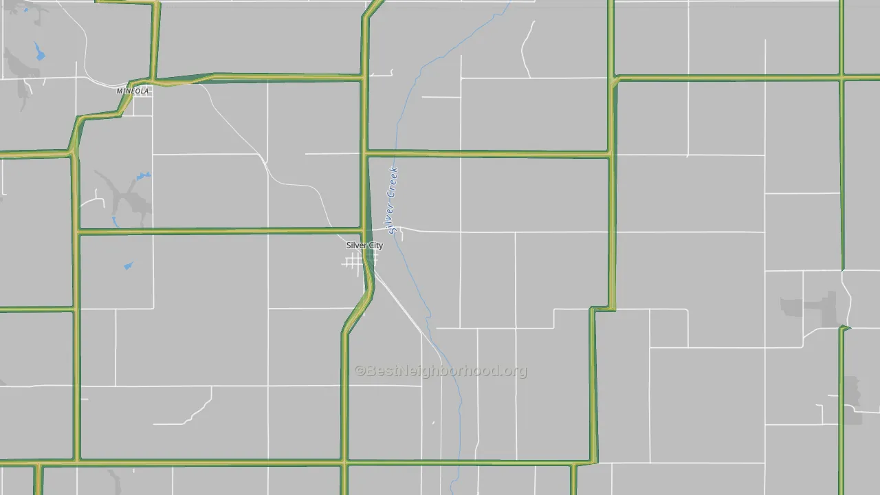 Silver City, IA Map of Noise Levels in Silver City