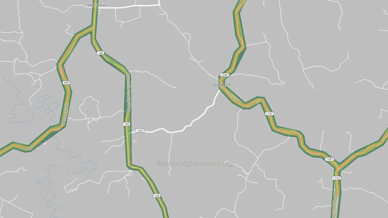 Silver City, KY Map of Noise Levels in Silver City