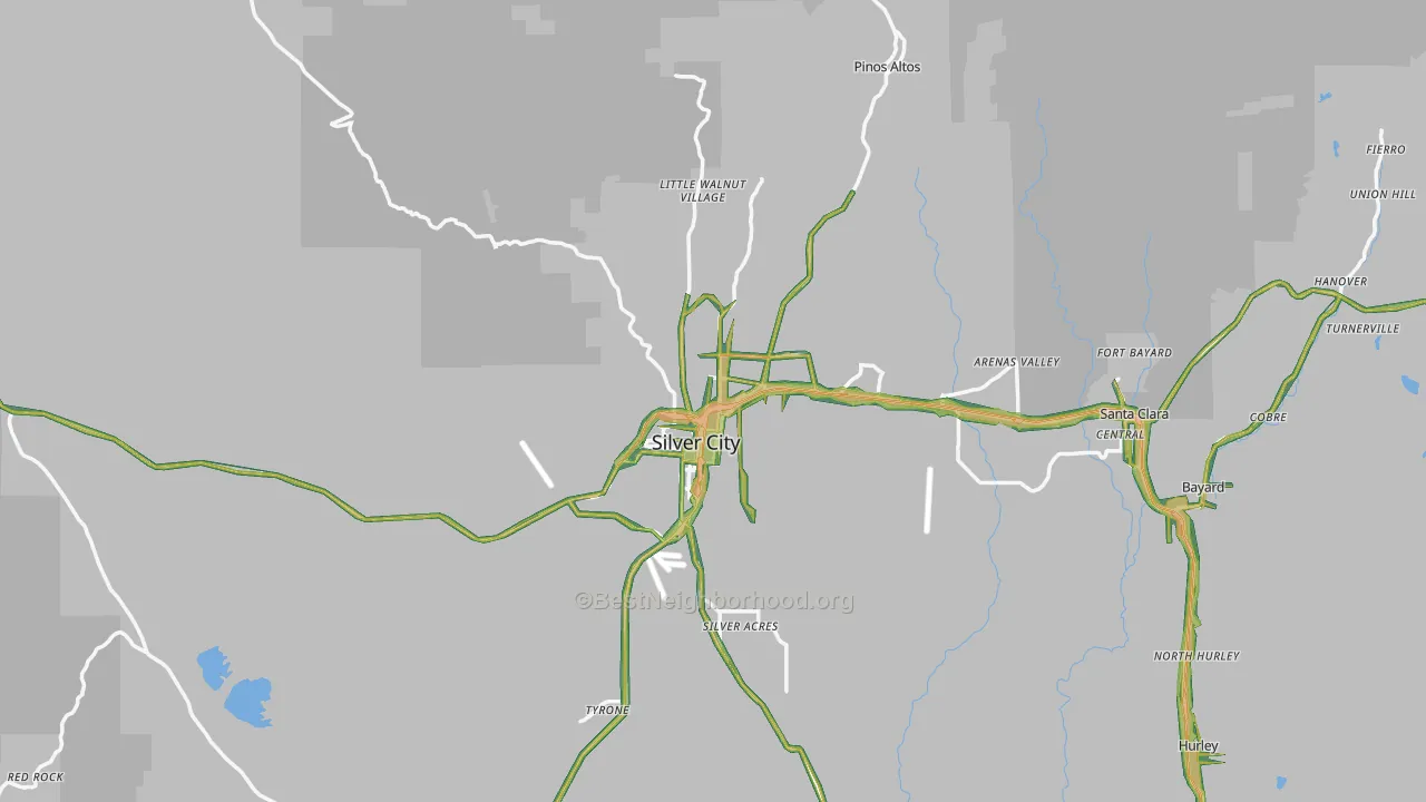 Silver City, NM Map of Noise Levels in Silver City