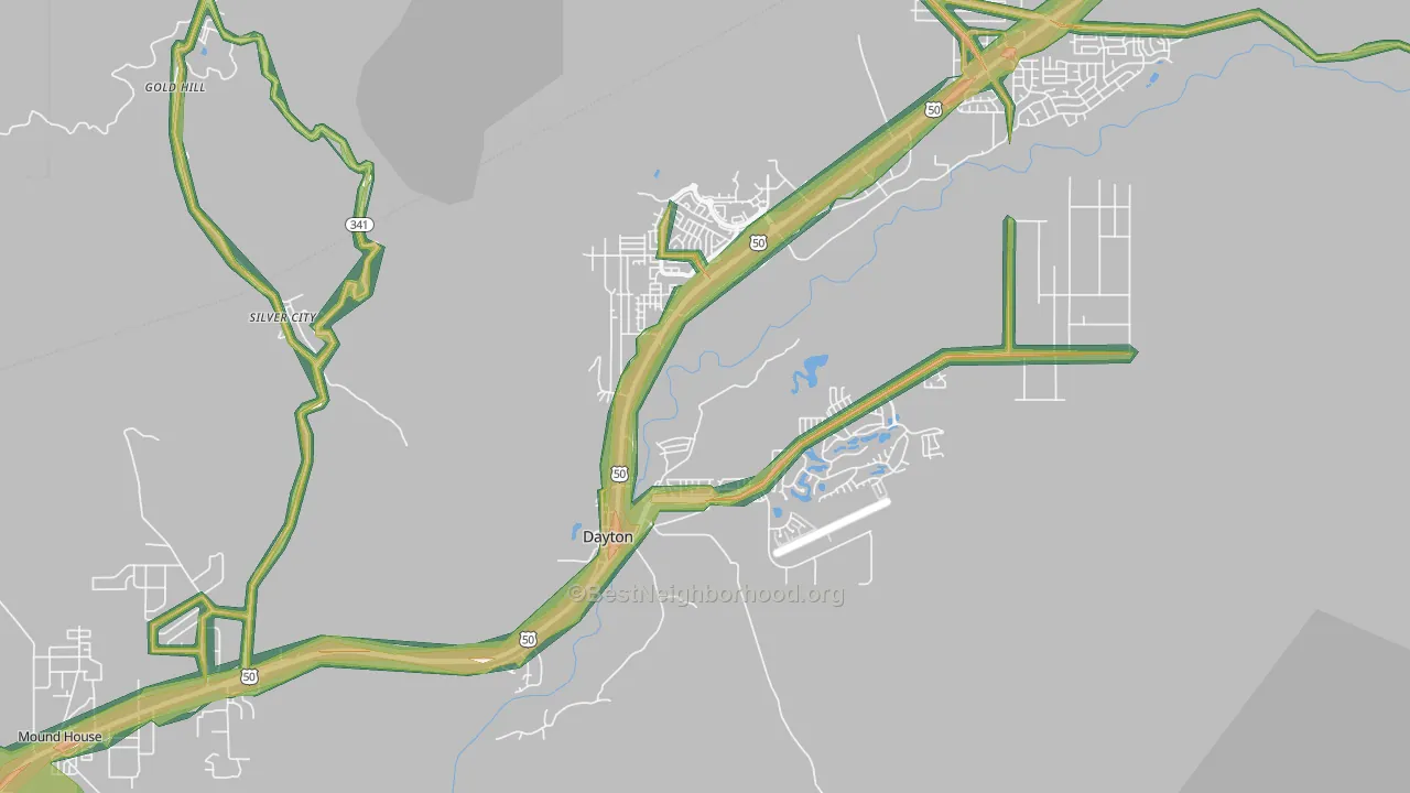 Silver City, NV Map of Noise Levels in Silver City