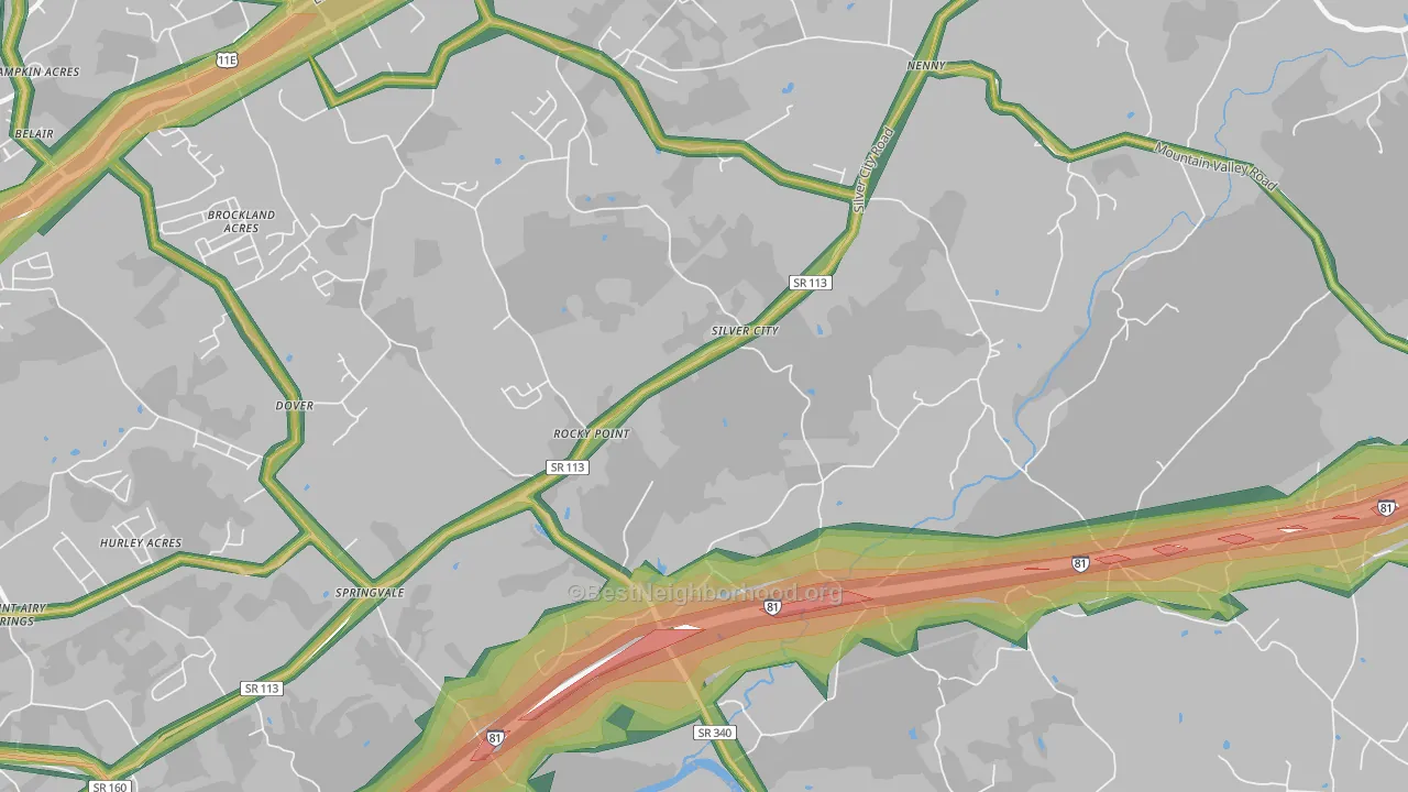 Silver City, TN Map of Noise Levels in Silver City