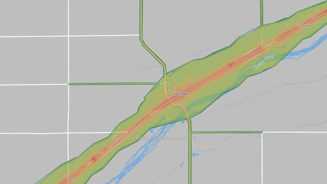 Silver Creek, NE Map of Noise Levels in Silver Creek