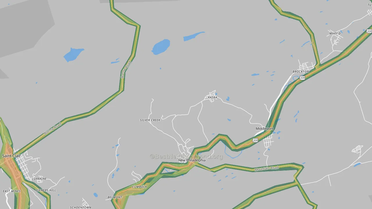 Silver Creek, PA Map of Noise Levels in Silver Creek