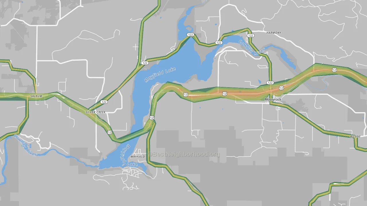 Silver Creek, WA Map of Noise Levels in Silver Creek
