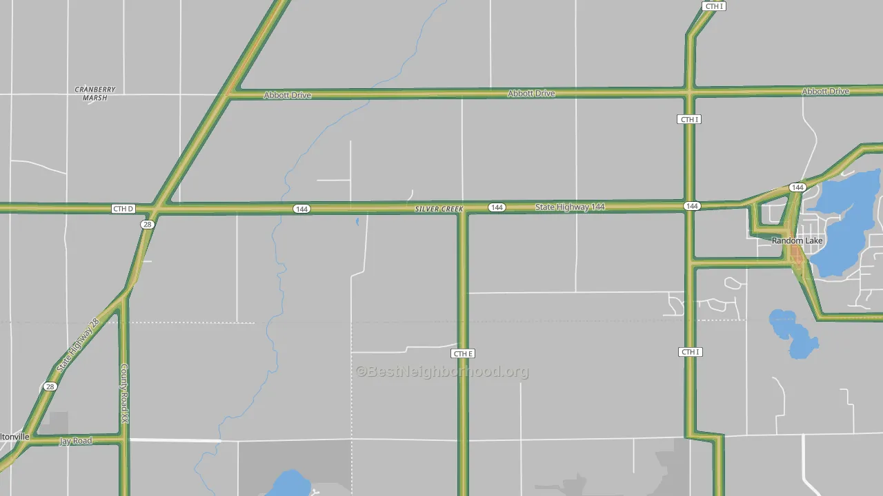 Silver Creek, WI Map of Noise Levels in Silver Creek