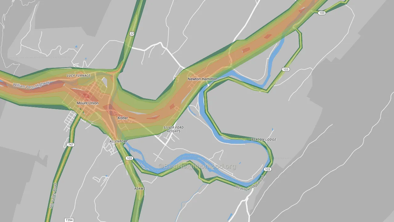 Silver Ford Heights, PA Map of Noise Levels in Silver Ford Heights