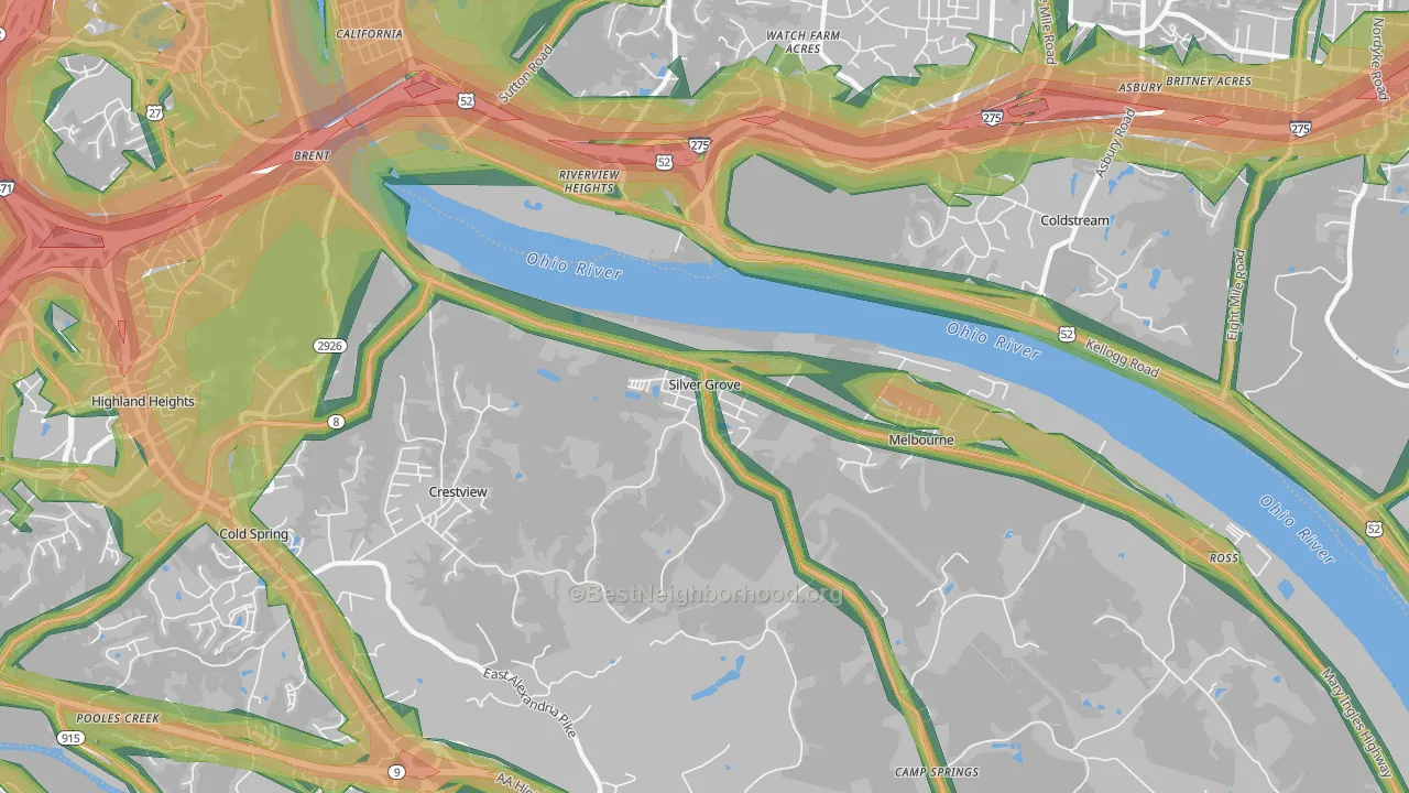 Silver Grove, KY Map of Noise Levels in Silver Grove