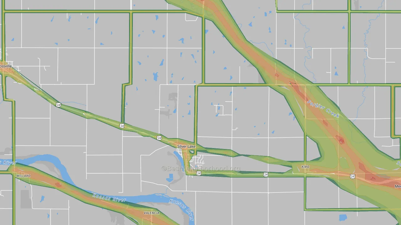Silver Lake, KS Map of Noise Levels in Silver Lake