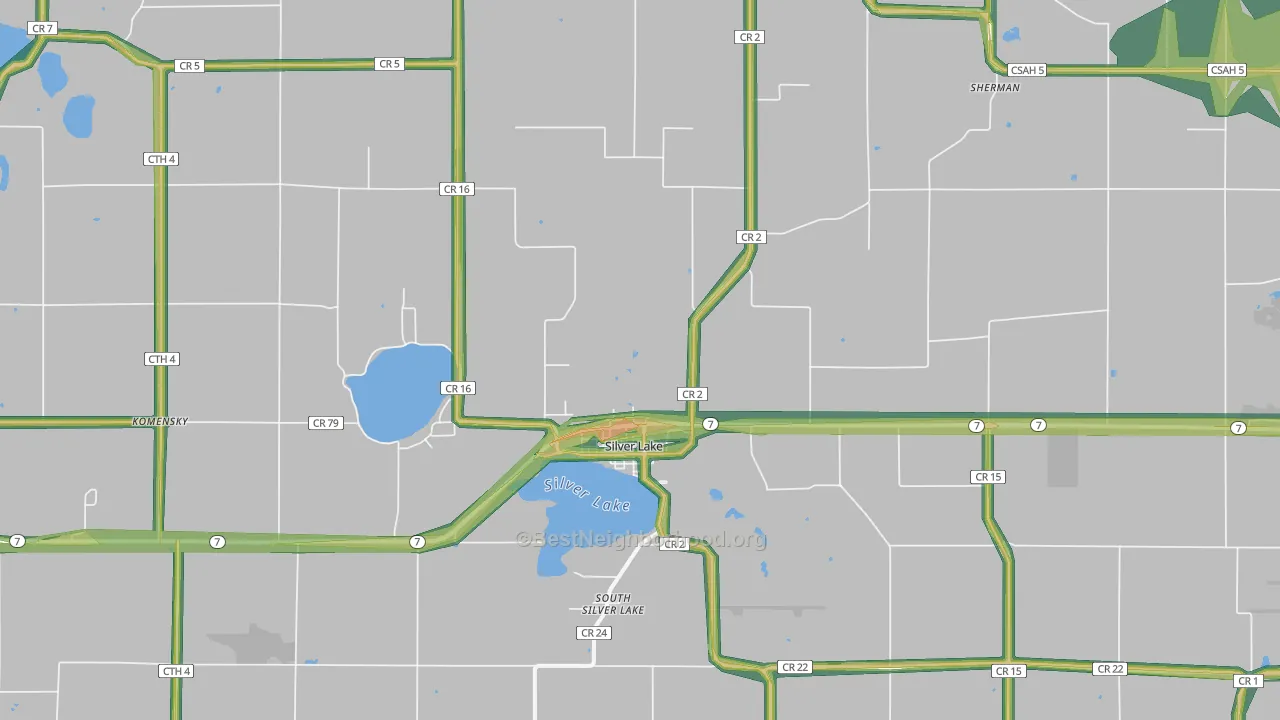 Silver Lake, MN Map of Noise Levels in Silver Lake